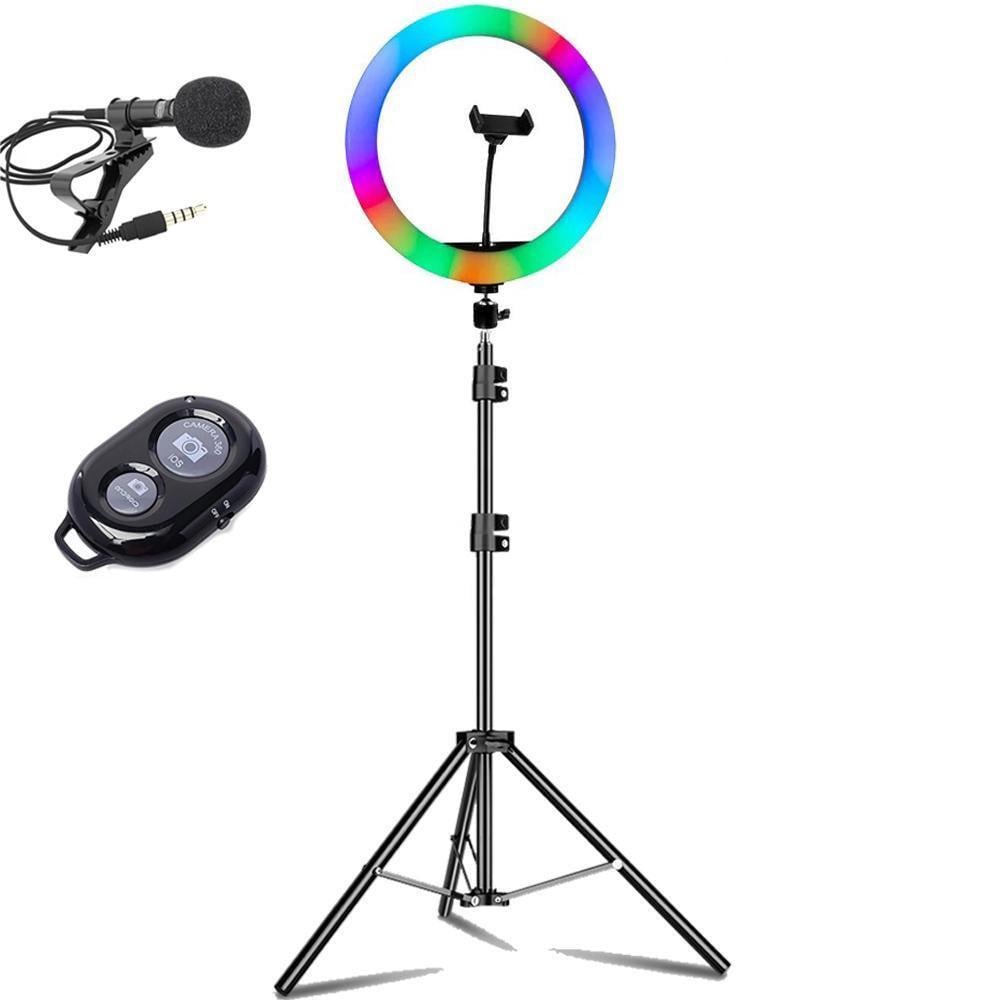 Кільцева лампа RGB 33 см зі штативом 2 м + мікрофон + пульт