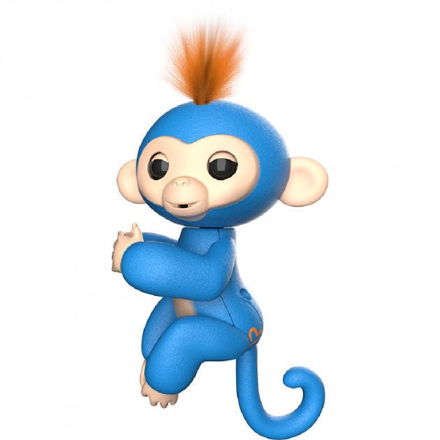 Игрушка ручная интерактивная Happy Monkey Fingerling Синий - фото 1