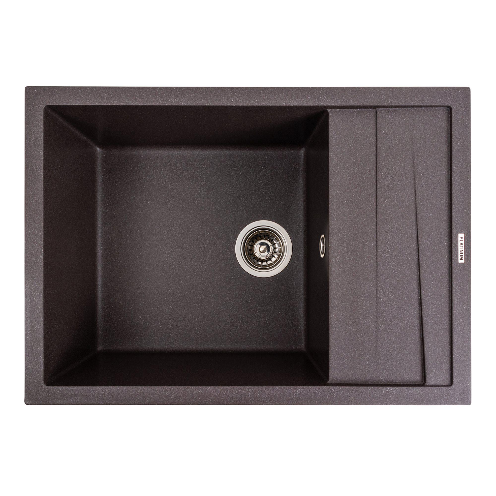 Мийка кухонна Platinum PLS-A42093 гранітна прямокутна 700x500 мм Сірий (25969407)
