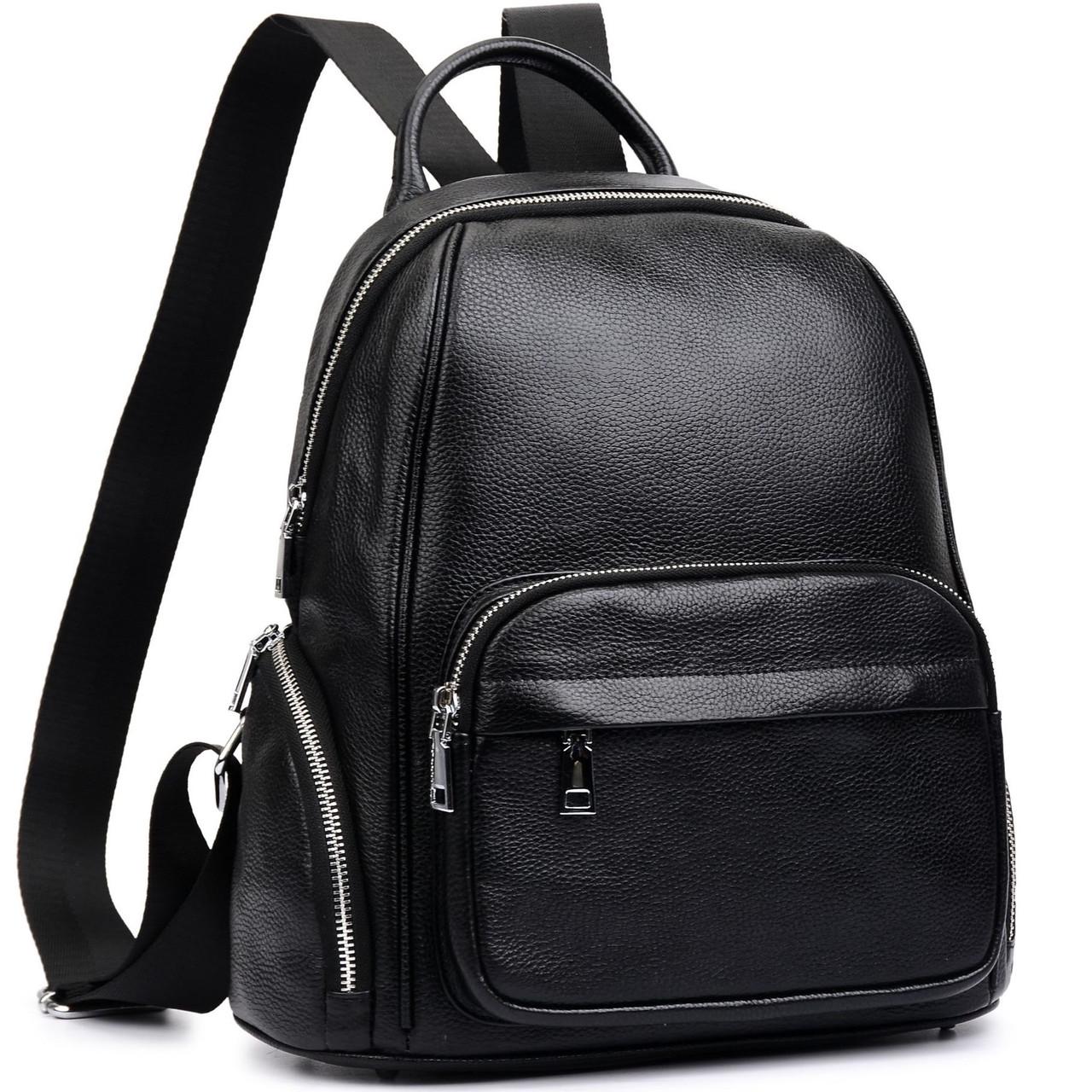 Рюкзак женский кожаный Tiding Bag Черный (GLD-2186)