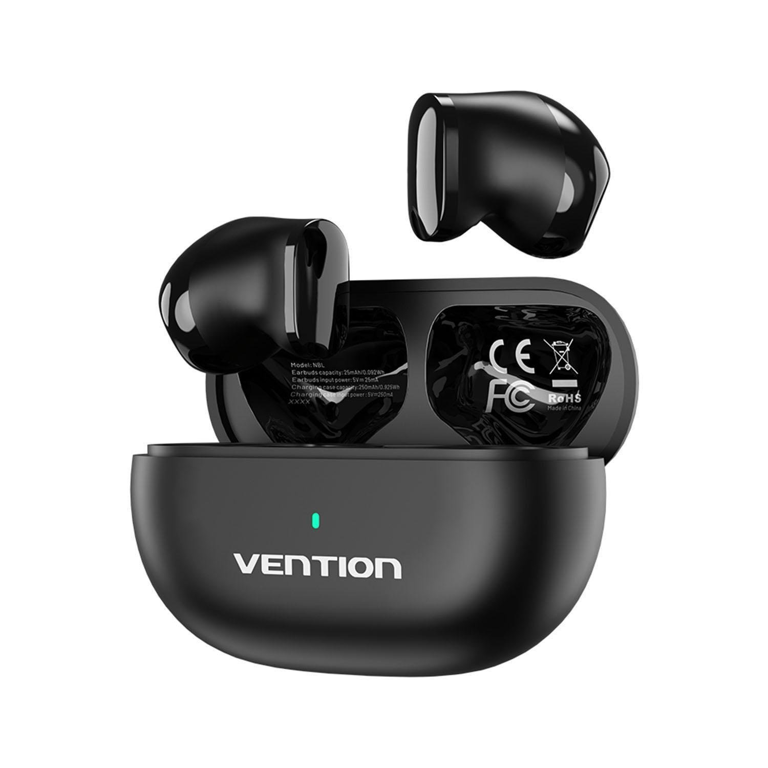 Наушники беспроводные Vention Tine T12 Bluetooth 5.3 TWS 20 ч отверстие 10 мм AAC/SBC Hi-Fi водонепроницаемый IPX4 Черный (NBLB0)
