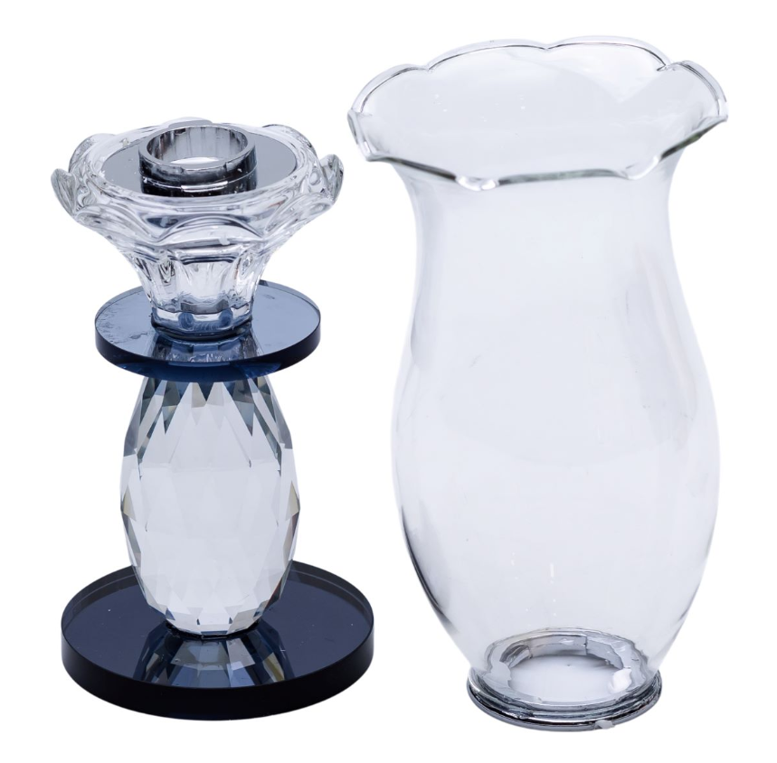 Свічник декоративний Fantasy скляний 25,5 см Прозорий/Чорний - фото 3