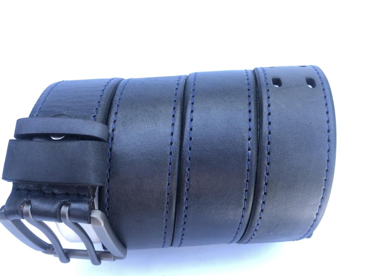 Ремень мужской Mango из кожи Синий (РК15/1) - фото 2