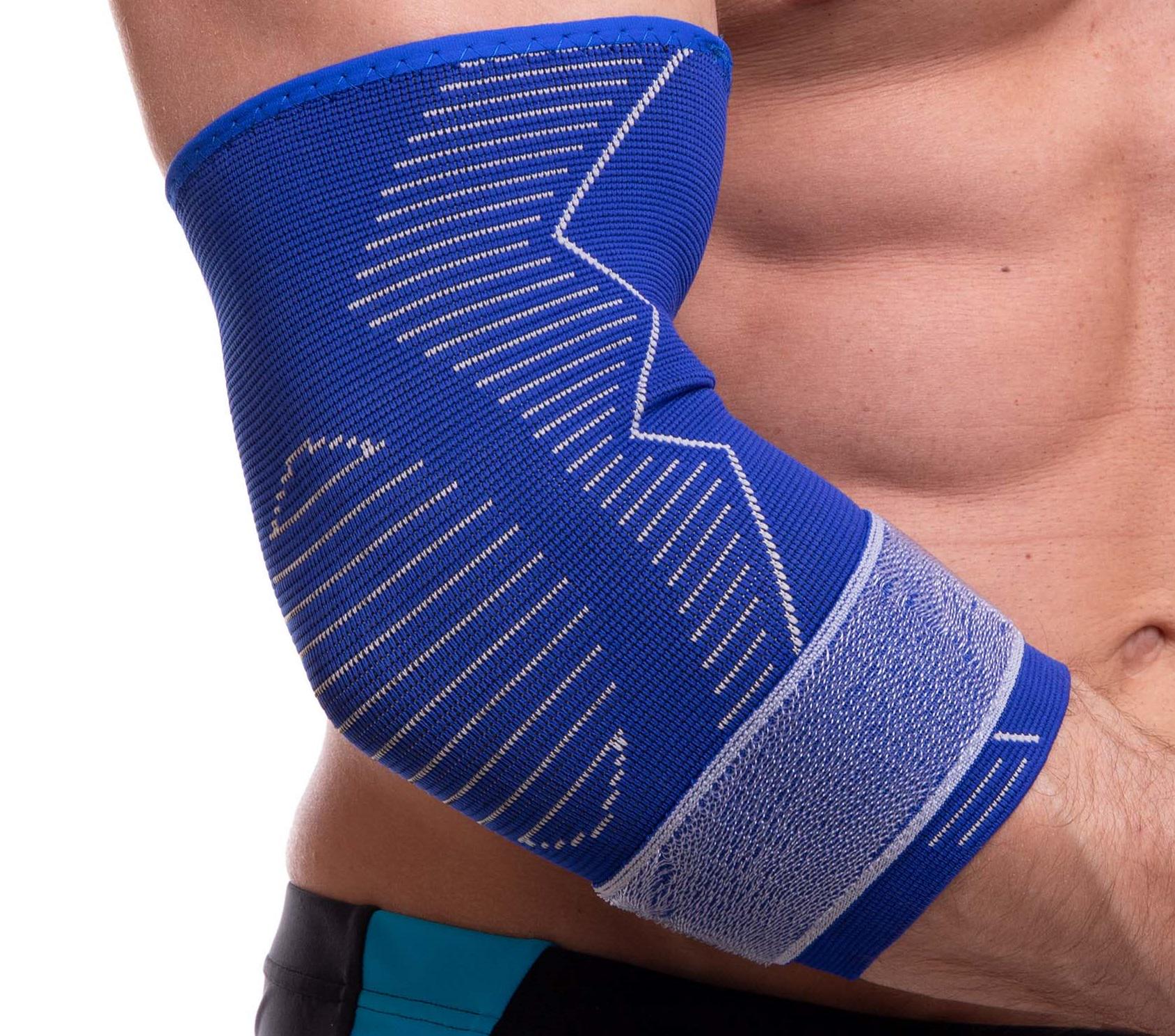 Налокотник с фиксирующим ремнем Sibote ST-7027 эластичный Синий р. L/XL (6936116101502)