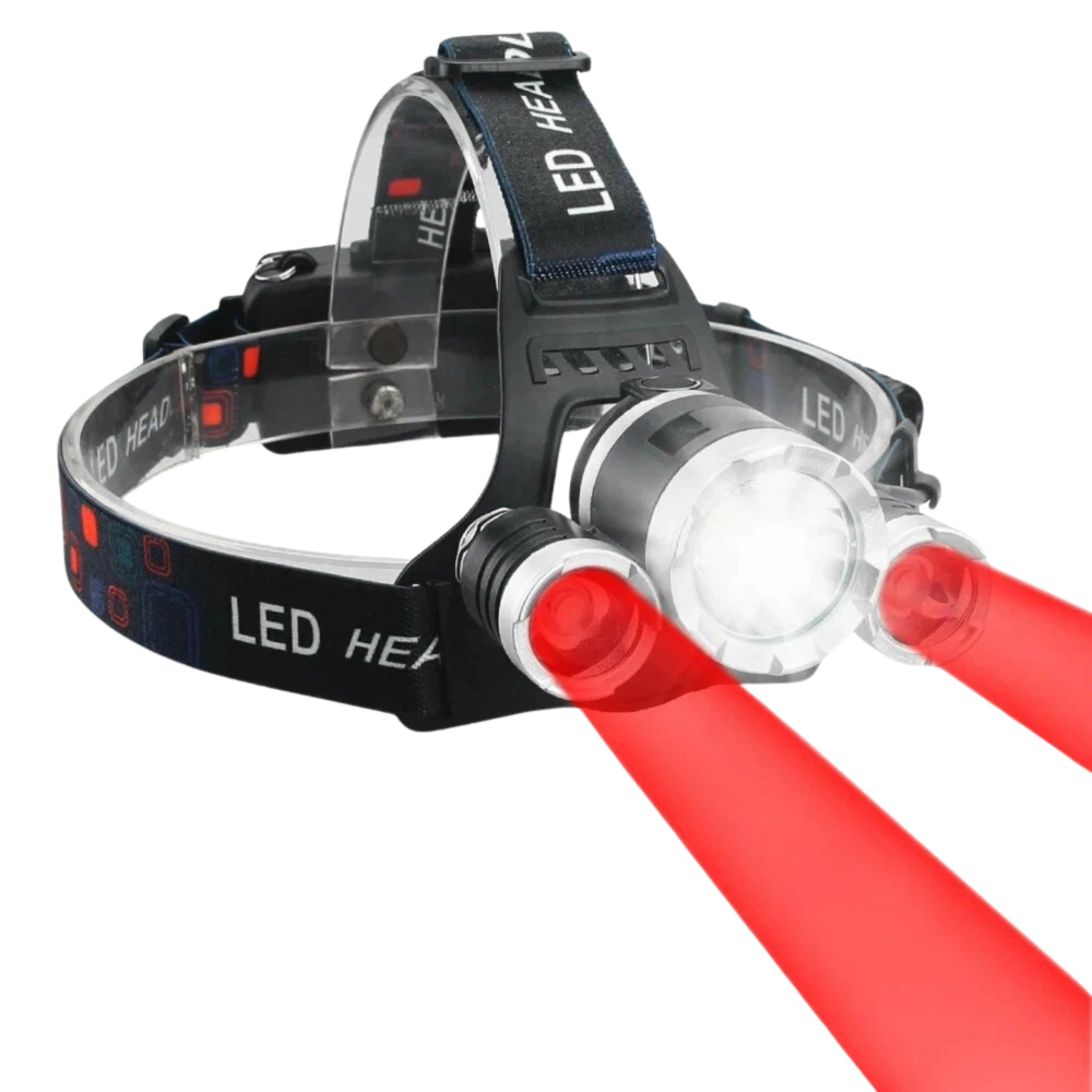 Фонарь налобный 3000-T6 с аккумуляторами 2x18650 и зарядкой Type-C Черный (29704112)