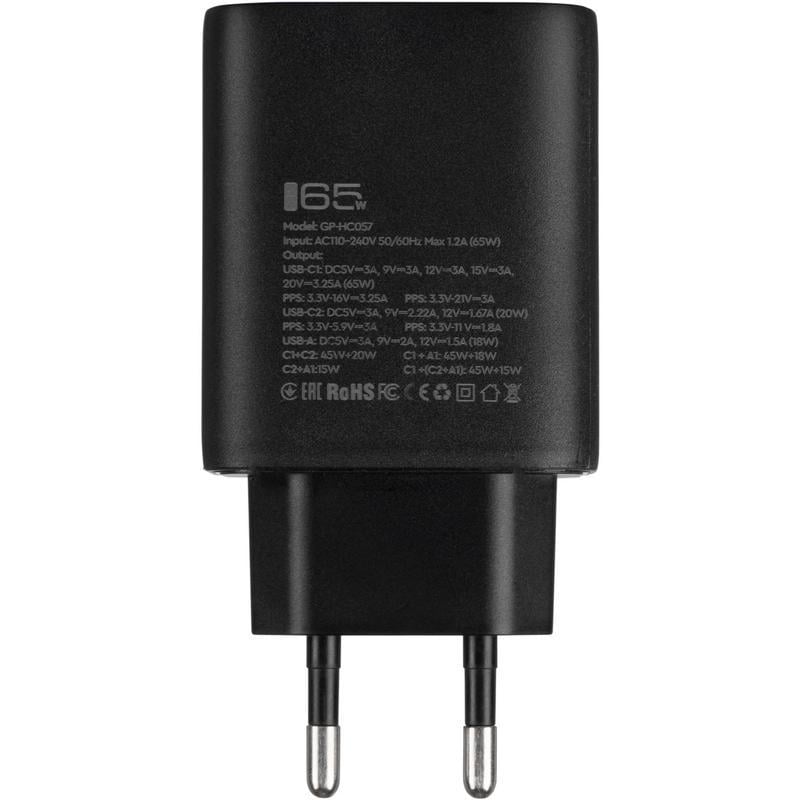 Зарядний пристрій Gelius Power Pulse GP-HC057 65W USB + 2Type-C QC/PD/PPS Black (19597054) - фото 3