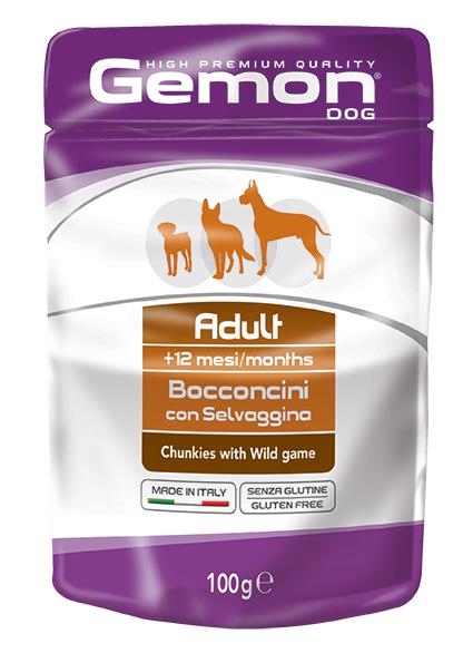 Корм для взрослых собак Gemon dog wet кусочки Диких животных 100 г (8009470300629)