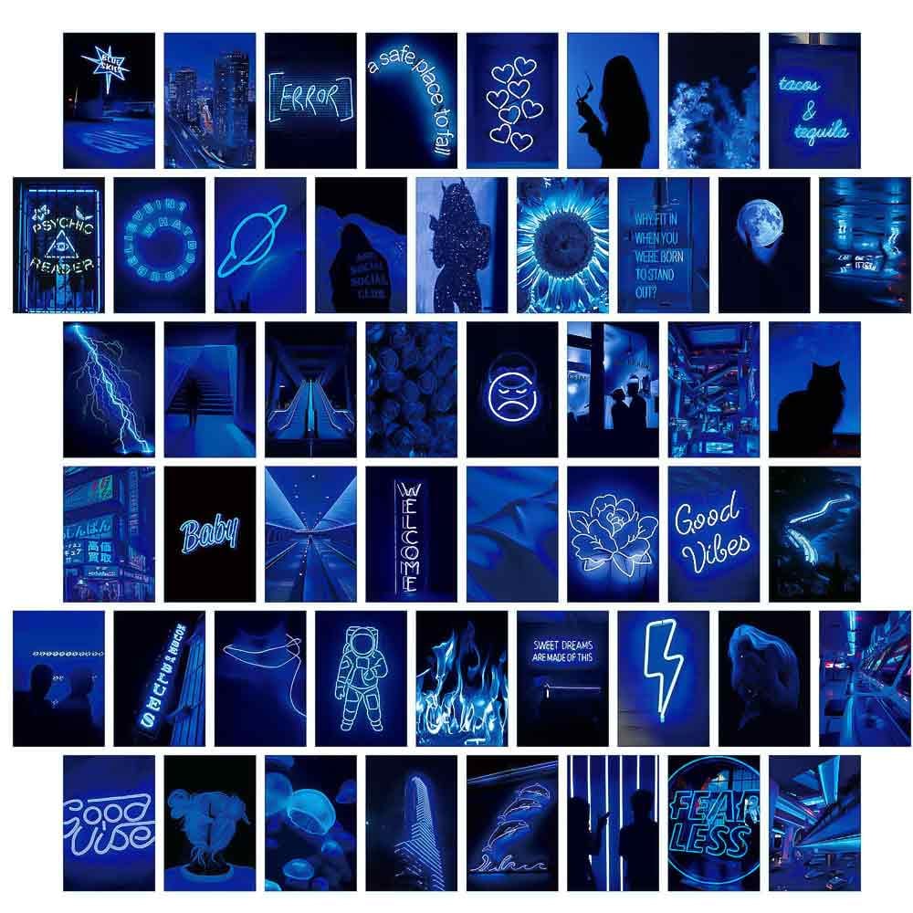 Набір міні-постерів для декору Неоновий 10,2х15,2 см 50 шт. Синій (NS0065_3)