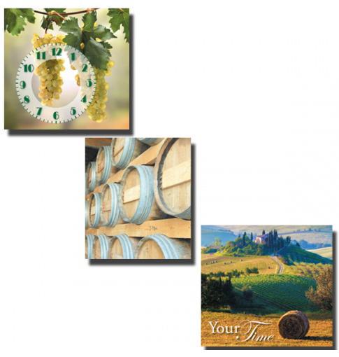 Часы настенные Солнечная Тоскана на холсте 3х секционные
