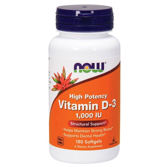 Витамин D3 1000 МЕ NOW Vitamin D-3 180 мягких капс.