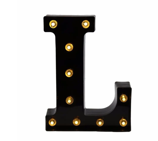 Літера з підсвіткою L об'ємна маленька 22x16 см Чорний (Ч1252)