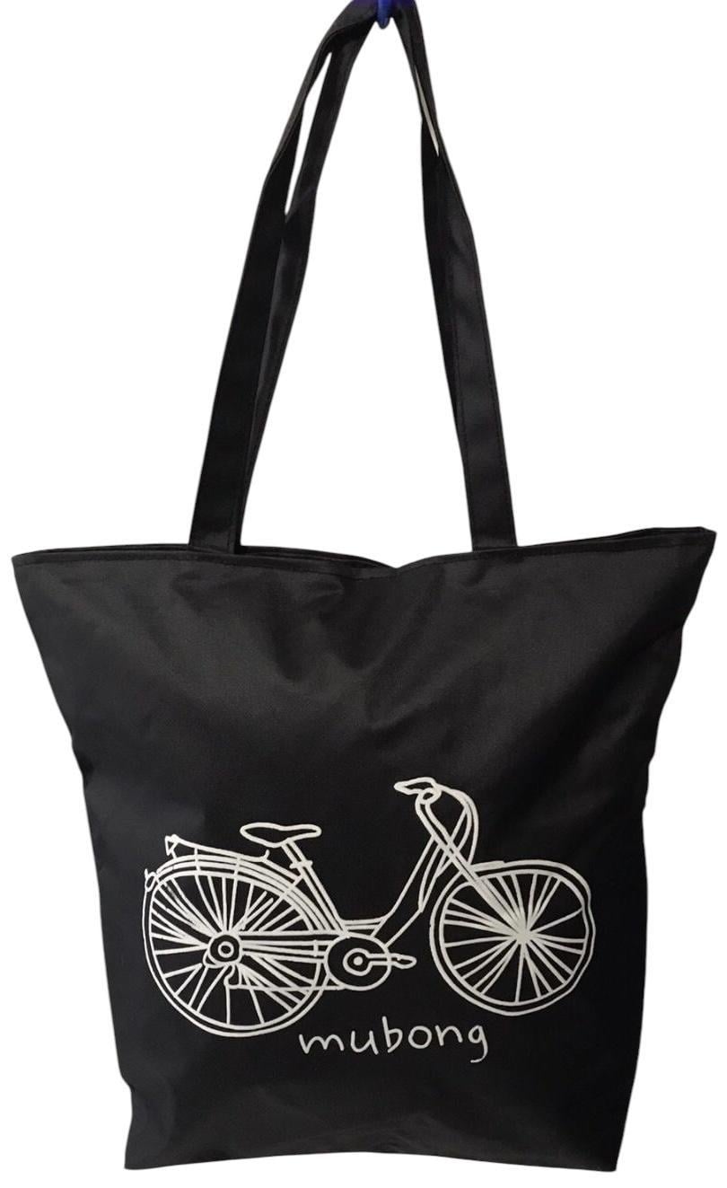 Шопер женский тканевый повседневный на молнии байк Черный (026EE)