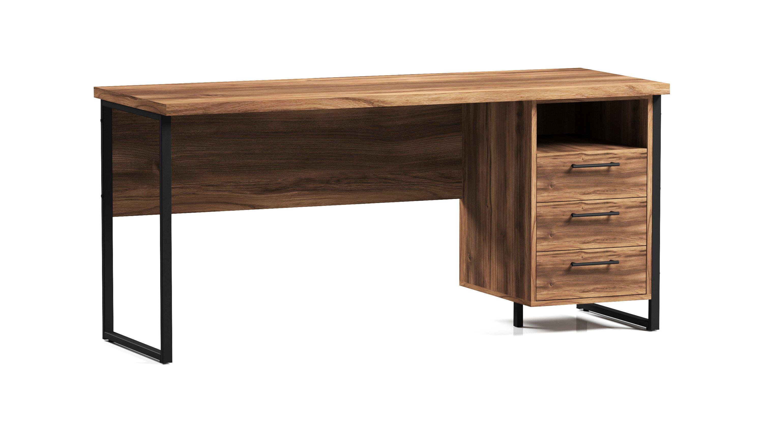 Стіл лофт з тумбою ОП-173 Orange-Line Чорний/Дуб Бароко Рістретто (401357)