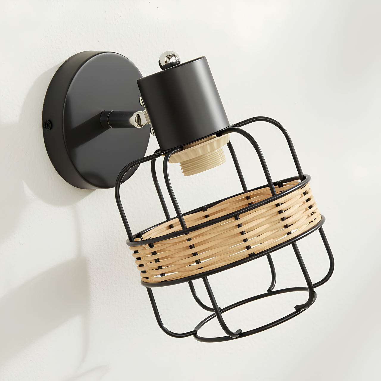 Бра Valeso с ротанговым декором под одну лампу Е27 Черный (B-91180K/1)