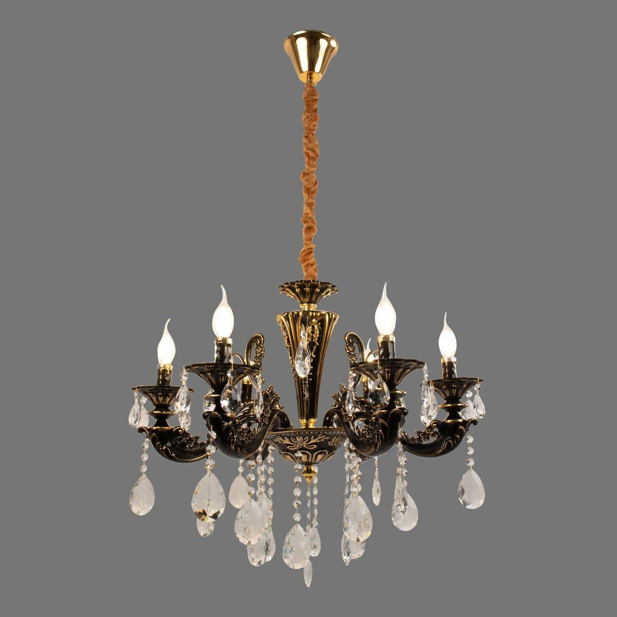 Люстра Sirius с хрустальными подвесами под шесть ламп Е14 Бронзовый (Ш 88008/6)