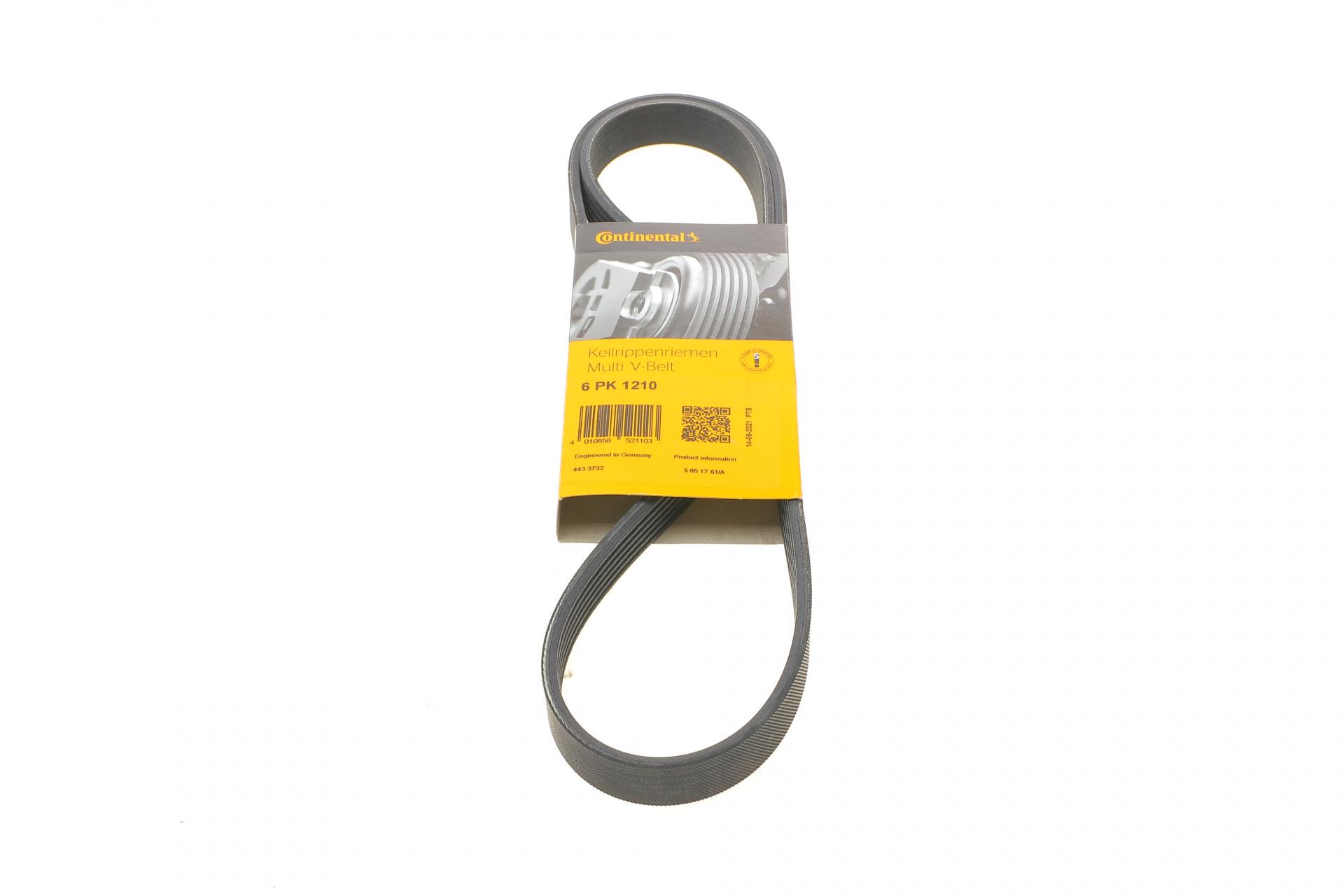 Ремень генератора Continental для Renault Kangoo 1.9dTi/dCi 00-/Peugeot 107 1.0 05-14/Toyota Aygo/Yaris 1.0/1.8 05- (6PK1210)