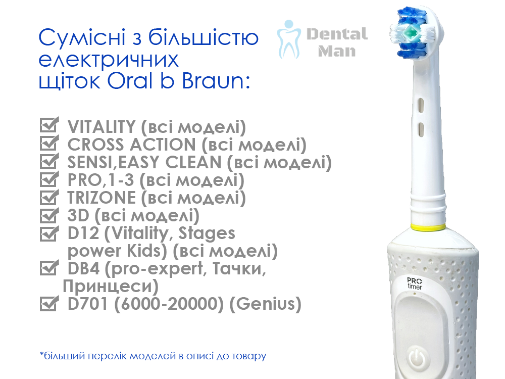 Насадки для електричної зубної щітки Oral-B Braun Dental Man 3D-Clean жорсткість середня універсальні 4 шт. (47643764) - фото 4