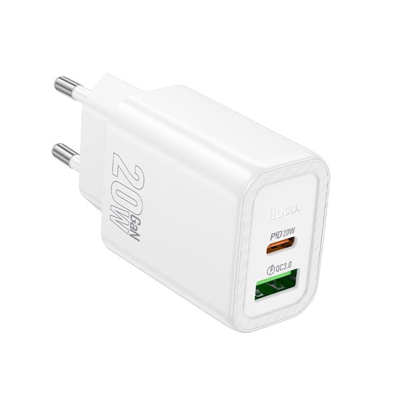 Зарядний пристрій Hoco N61 Gentle USB-C/USB-A Power Delivery/Quick Charge Білий (30142029)