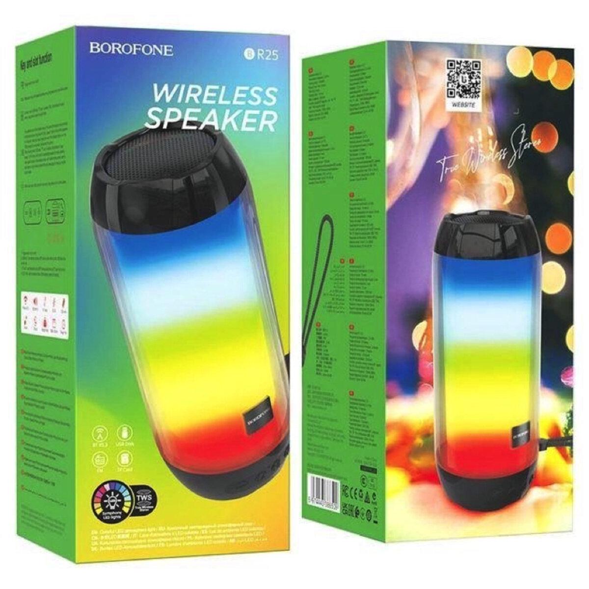 Портативная колонка Borofone BR25 Crazy sound colorful luminous BT speaker 1200 mAh Black (19100328) - фото 3