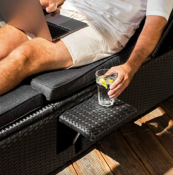 Шезлонг садовый Di Volio Asco Черный (23853385) - фото 4 Шезлонг садовый Di Volio Asco Черный (23853385) - фото 4