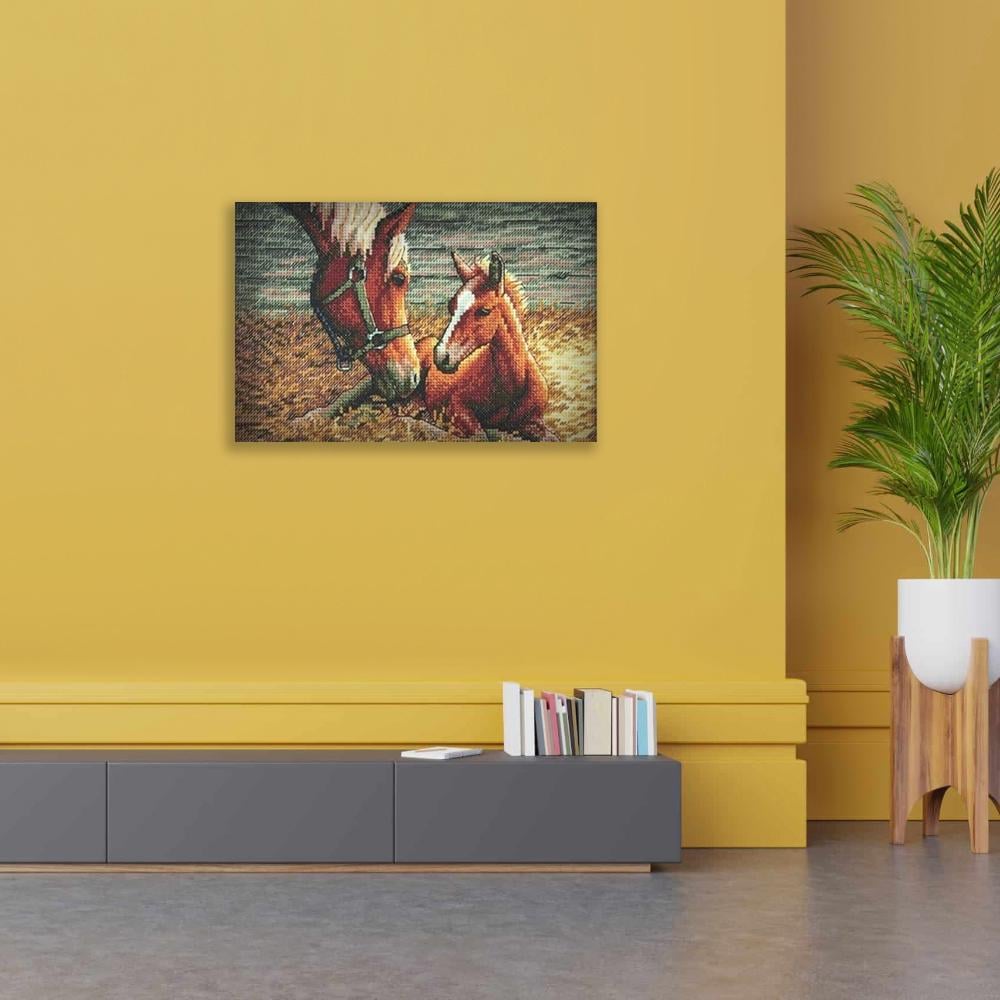 Алмазная мозаика Лошадь и жеребенок 30x20 см (27219)