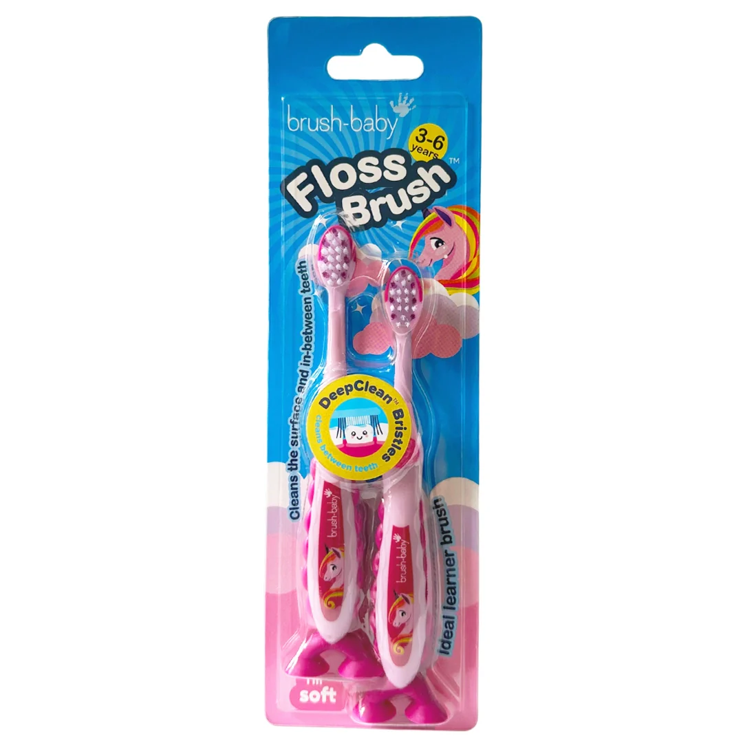 Зубная щетка детская Brush Baby FlossBrush Единорог от 3 до 6 лет 2 шт. (7163)
