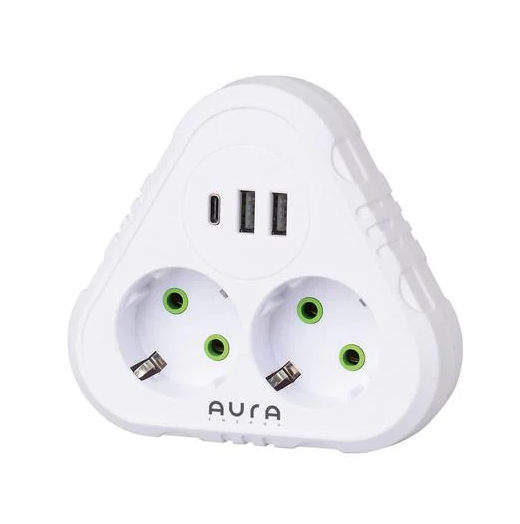 Фильтр сетевой Aura Energy 2+3 USB-A/USB-C PD White (AUEMFP23PDW)