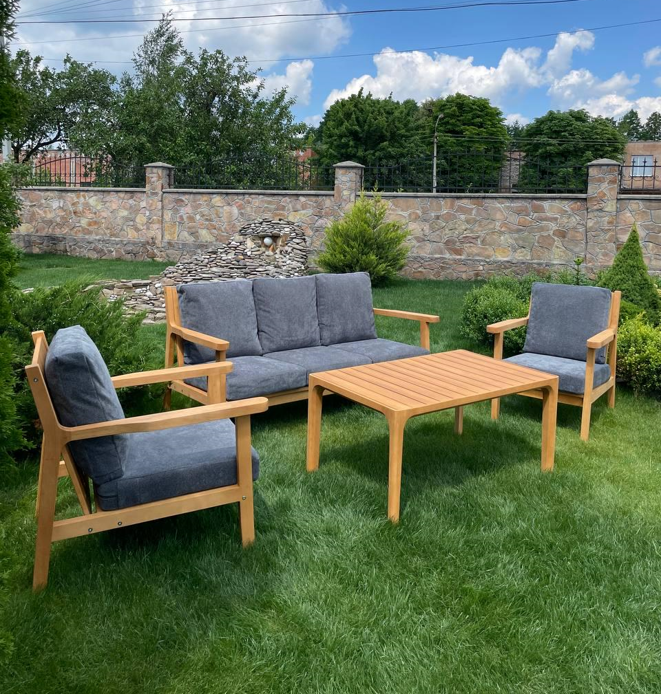 Комплект садових меблів диван/стіл/2 крісла Сірий (11003)