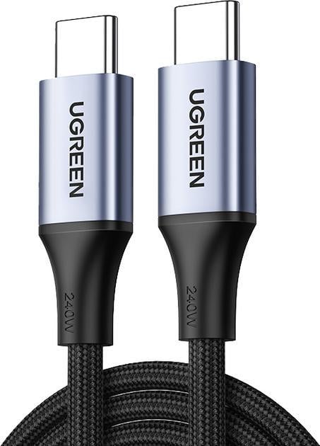 Кабель PD3.1 USB-C 240W UGREEN US535 Type-C для Type-C для швидкого заряджання ноутбука/планшета/телефона 5А 48V Supercharge 1 м Space Grey (15311)
