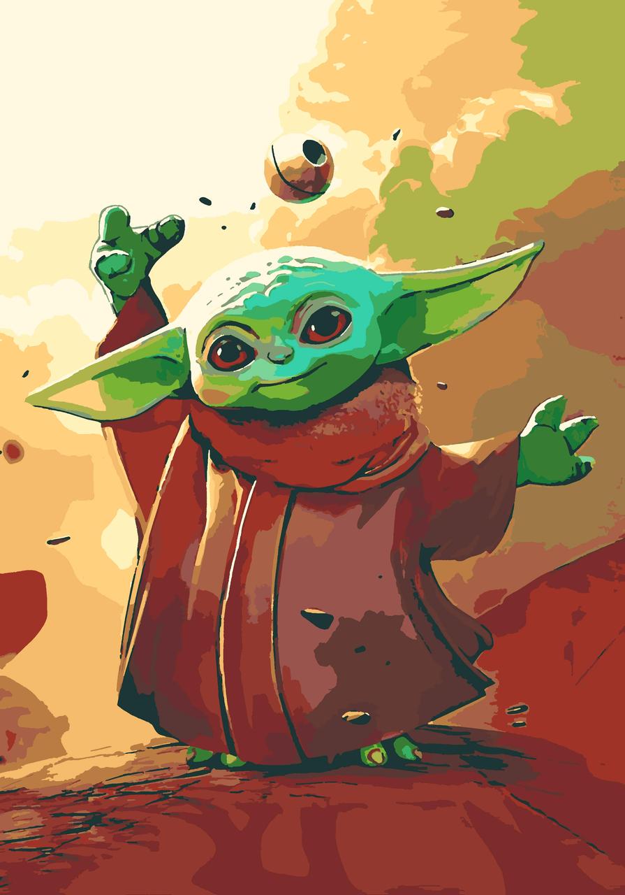 Картина по номерам Малыш Йода RB-0786 холст на подрамнике 40x28 см (1939558625)