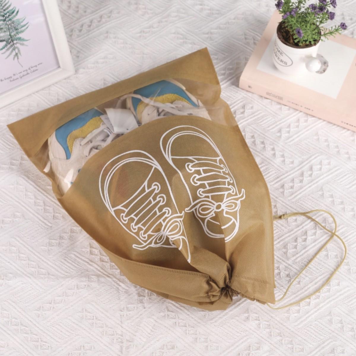 Чехол для хранения и перевозки обуви Shoe Bag на затяжках с окошком 32х44 см (WW58742-4) - фото 2