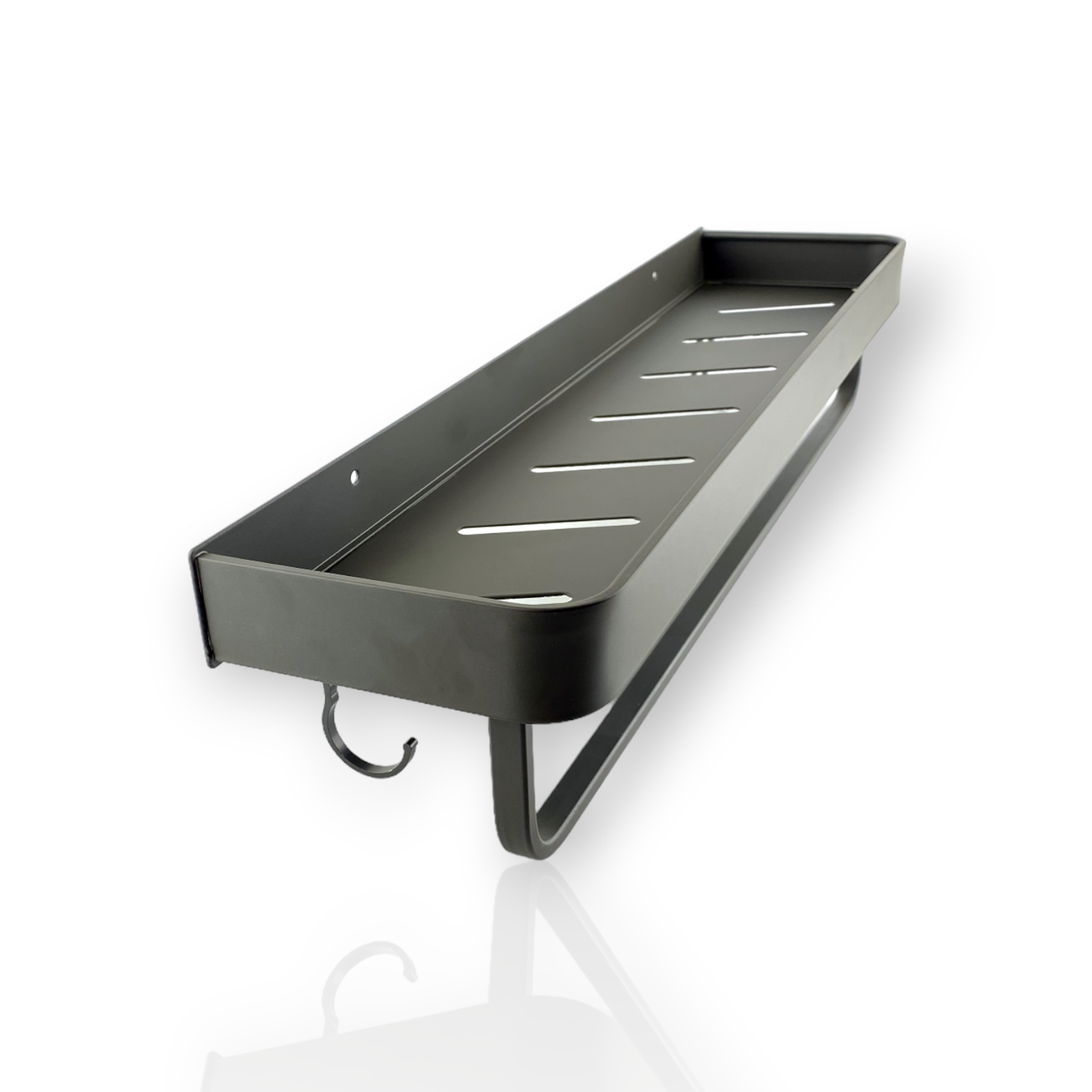 Полка-органайзер для ванной Ermo настенная c вешалкой и крючками алюминиевая 50х12х3,5 см