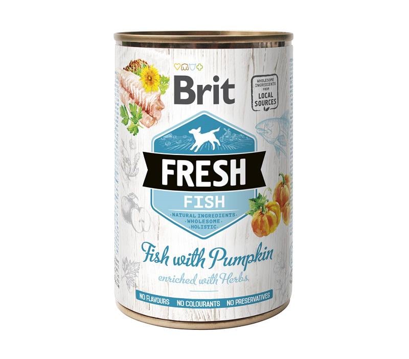 Корм для собак влажный Brit Fresh консерва с рыбой и тыквой 400 г (6390)