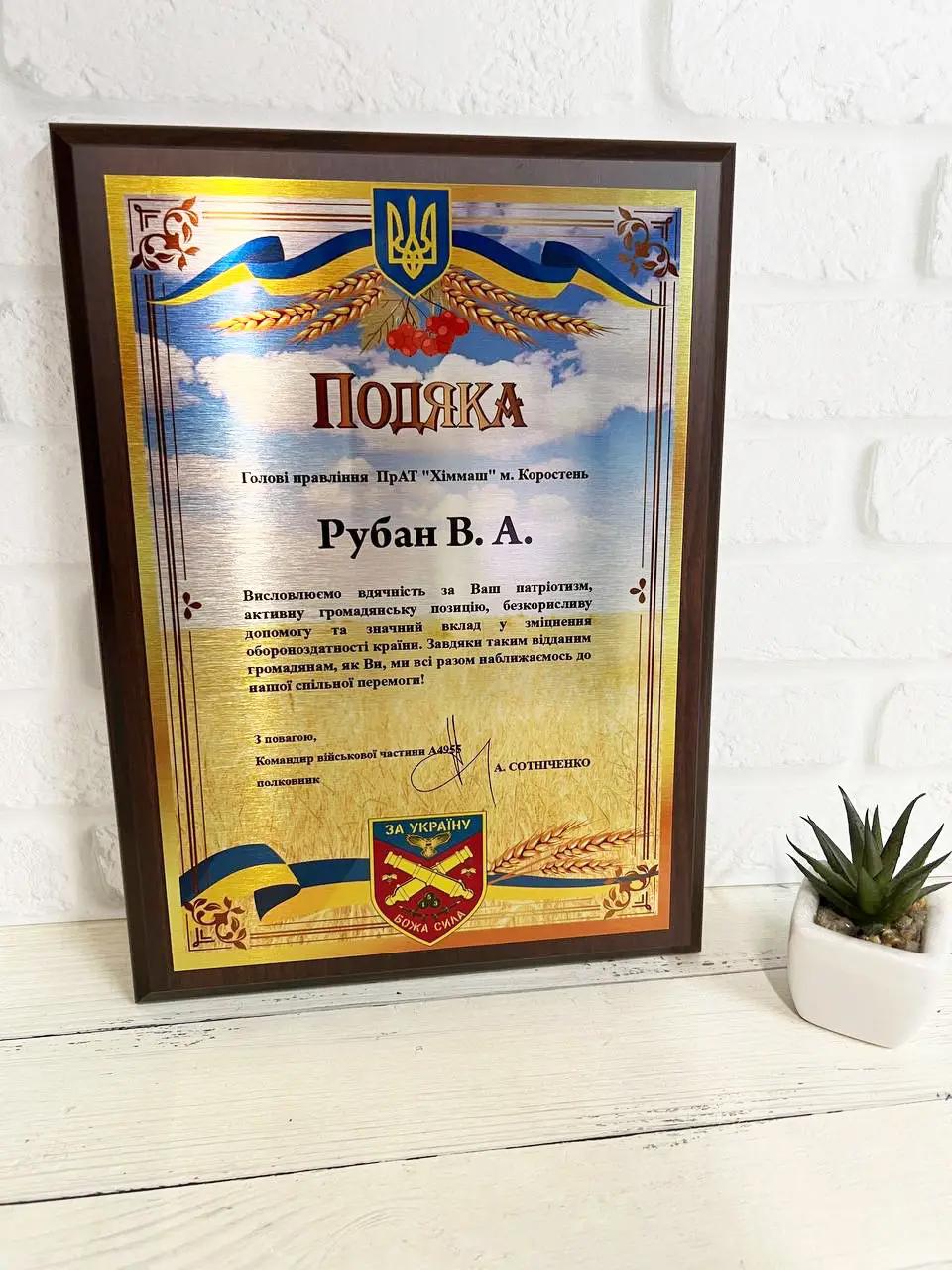 Подяка на металі (М-031)