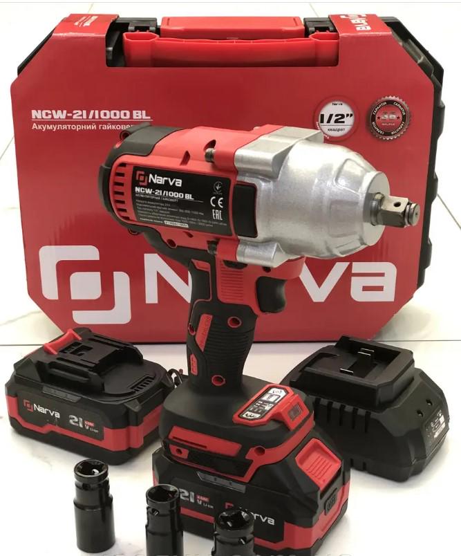 Гайковерт кумуляторный ударный NARVA NCW-21/1000BL 1000Нм бесщеточный мотор кейс/2 ПКБ 4 Ач/ЗУ (38083522)