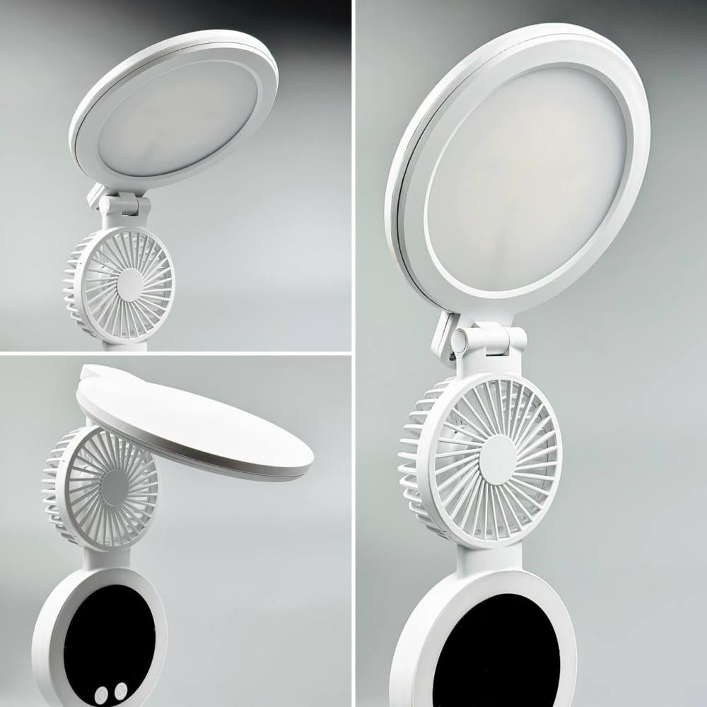 Настольная лампа с вентилятором и дисплеем AT-1701 18650 4 режима RGB Белый (AT-1701) - фото 3