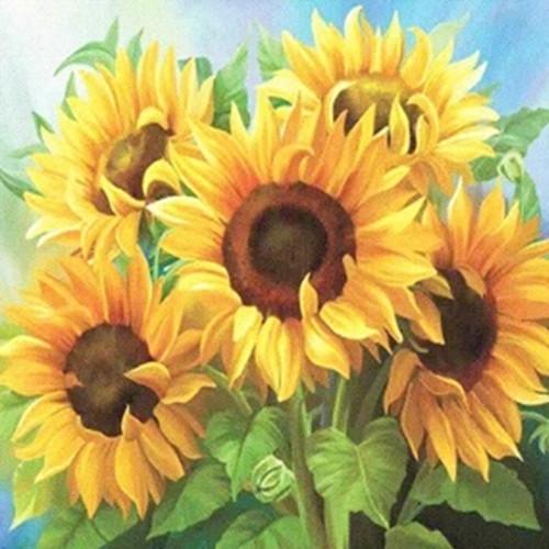 Алмазная мозаика со стразами на подрамнике 30x30 см полная выкладка Подсолнухи