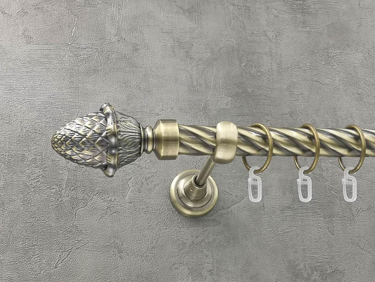 Карниз Quadrum Шишка витая штанга одинарный открытый 25 мм 240 см Антик (262042311)