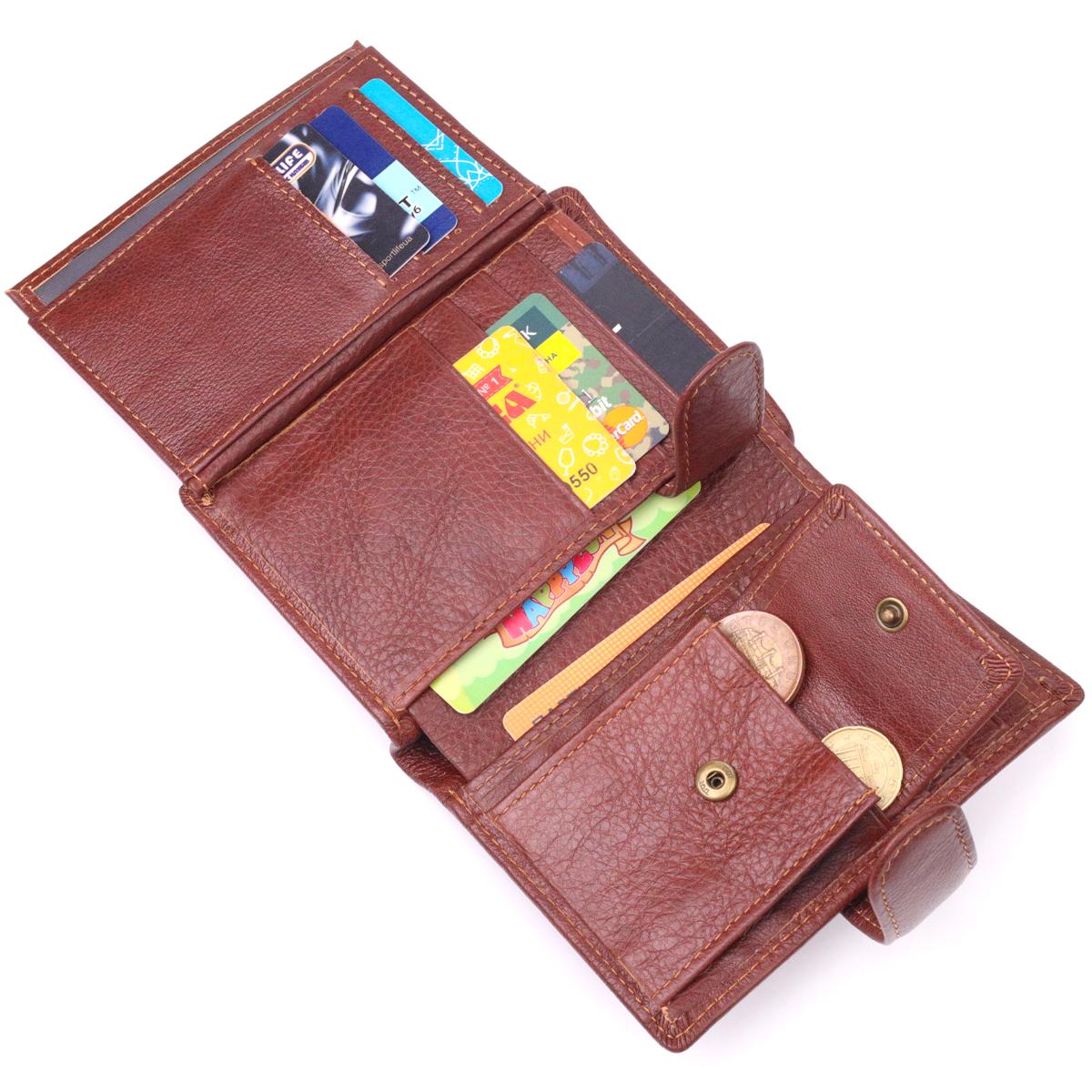 Портмоне вертикальное мужское Vintage Men Wallet 21399 из натуральной кожи Коричневый - фото 6