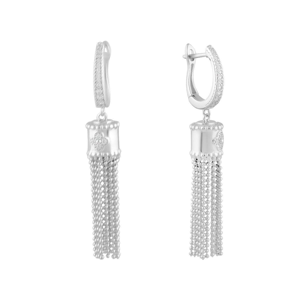 Серьги серебряные с подвесками-косточками Серьги серебряные с подвесками-косточками