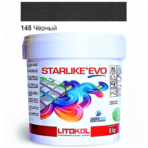 Затирка для плитки Litokol Starlike EVO 145 двокомпонентна епоксидна 5 кг Чорний - фото 2