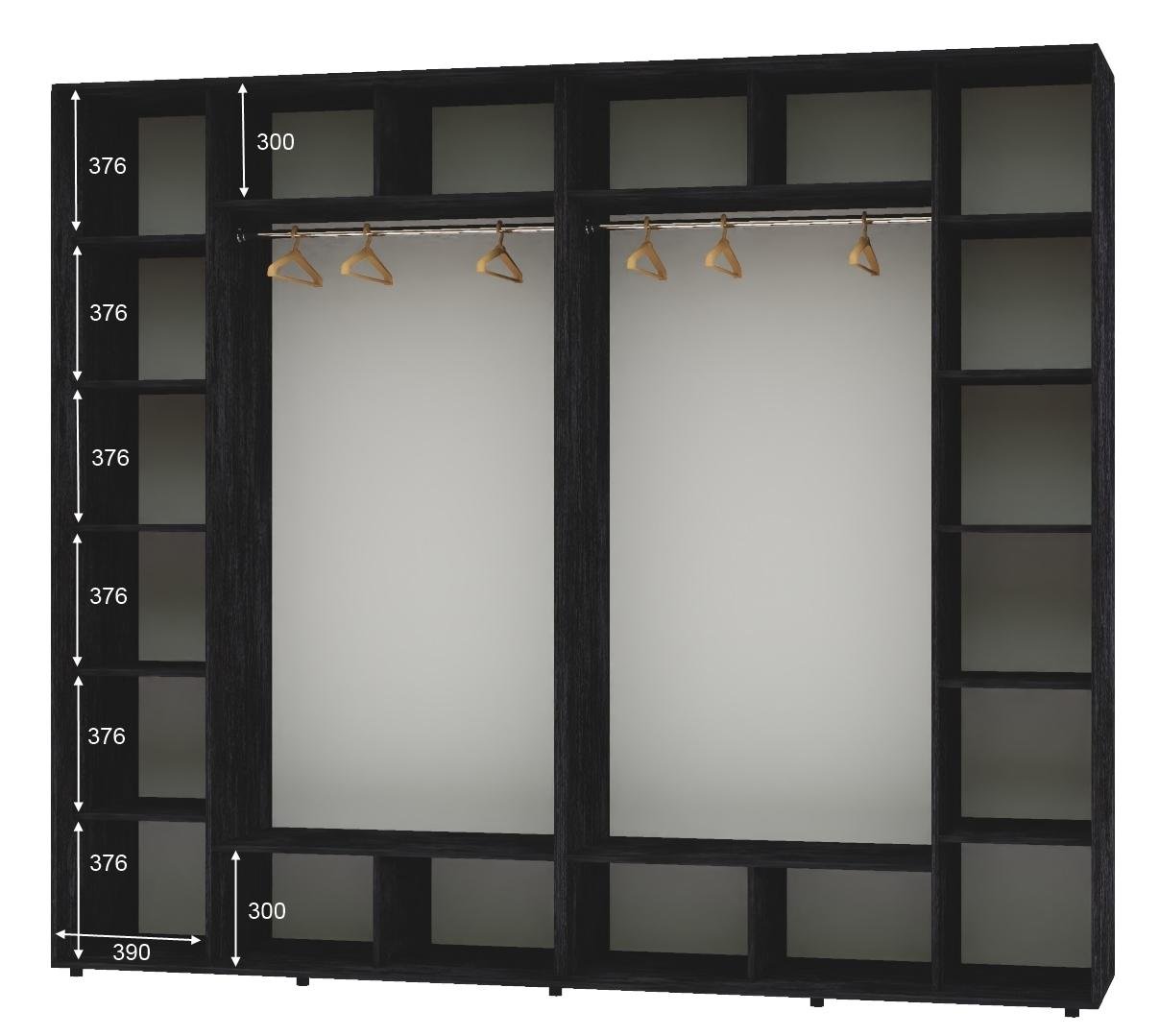 Шкаф-купе четырехдверный Алекса ДСП 290х60х250 см Бетон темный (57076) - фото 2 Шкаф-купе четырехдверный Алекса ДСП 290х60х250 см Бетон темный (57076) - фото 2