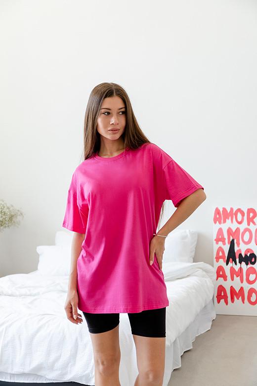 Футболка женская GBI Оверсайз хлопковая XS/S Розовый (13722)