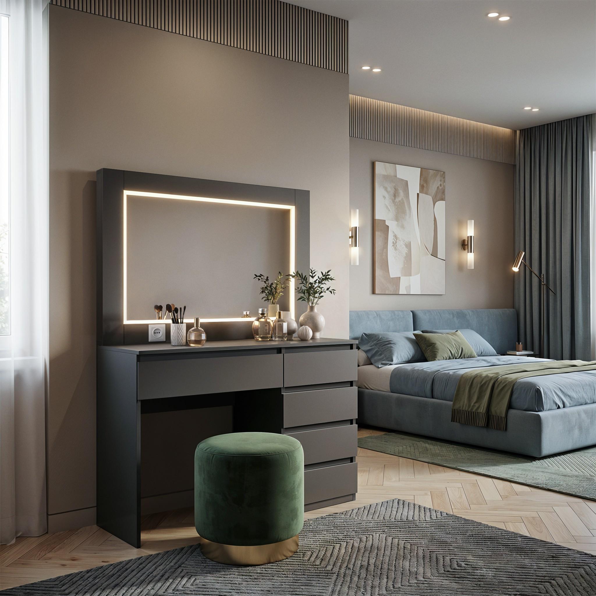 Туалетный столик с LED-подсветкой ST5PL 1050x400x1600 мм Графит