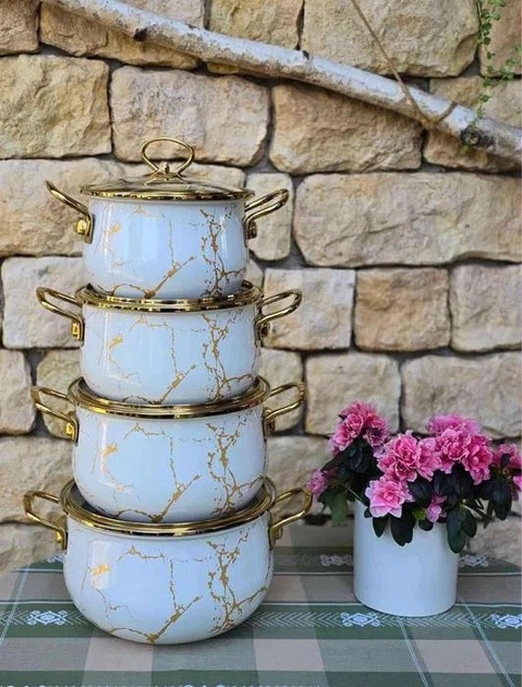 Набір емальованих каструль Edenberg 4 шт. з кришками (EB-12621) - фото 3 Набір емальованих каструль Edenberg 4 шт. з кришками (EB-12621) - фото 3