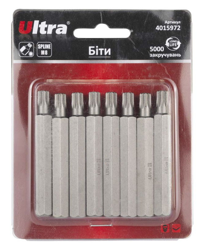 Біти Ultra Spline M8x75x10 мм 10 шт. S2 у блістері (4015972)