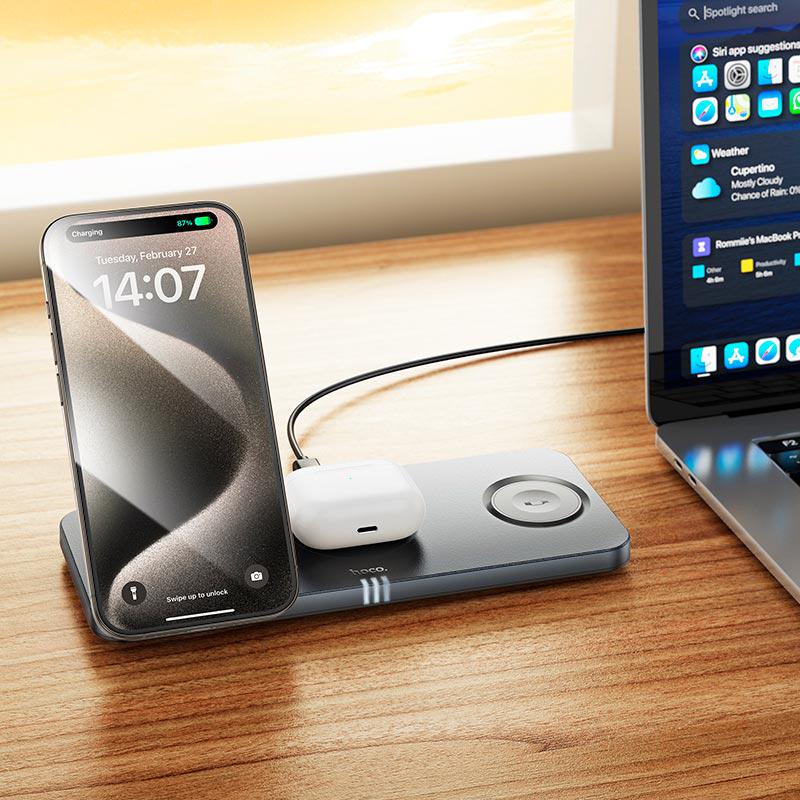 Зарядное устройство беспроводное Hoco CQ22 MagSafe 15 Вт Metal/Grey (30220869) - фото 5