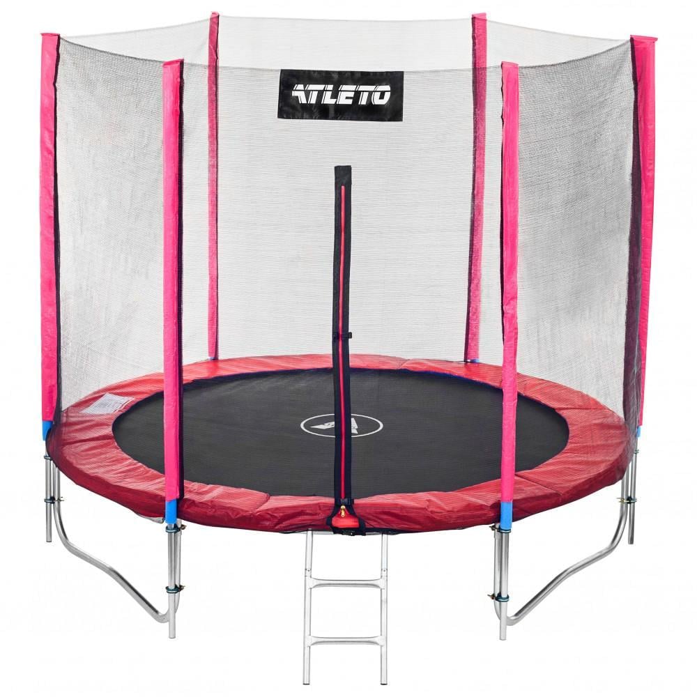 Батут детский Atleto с сеткой и лестницей метал 252х165х215 см Красный (6464238)