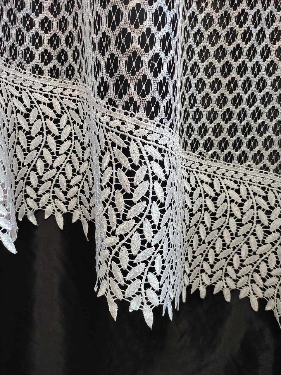 Занавеска аркой на сетке соты с кружевом Колоски 280х180 см Белый (а30лист) - фото 2