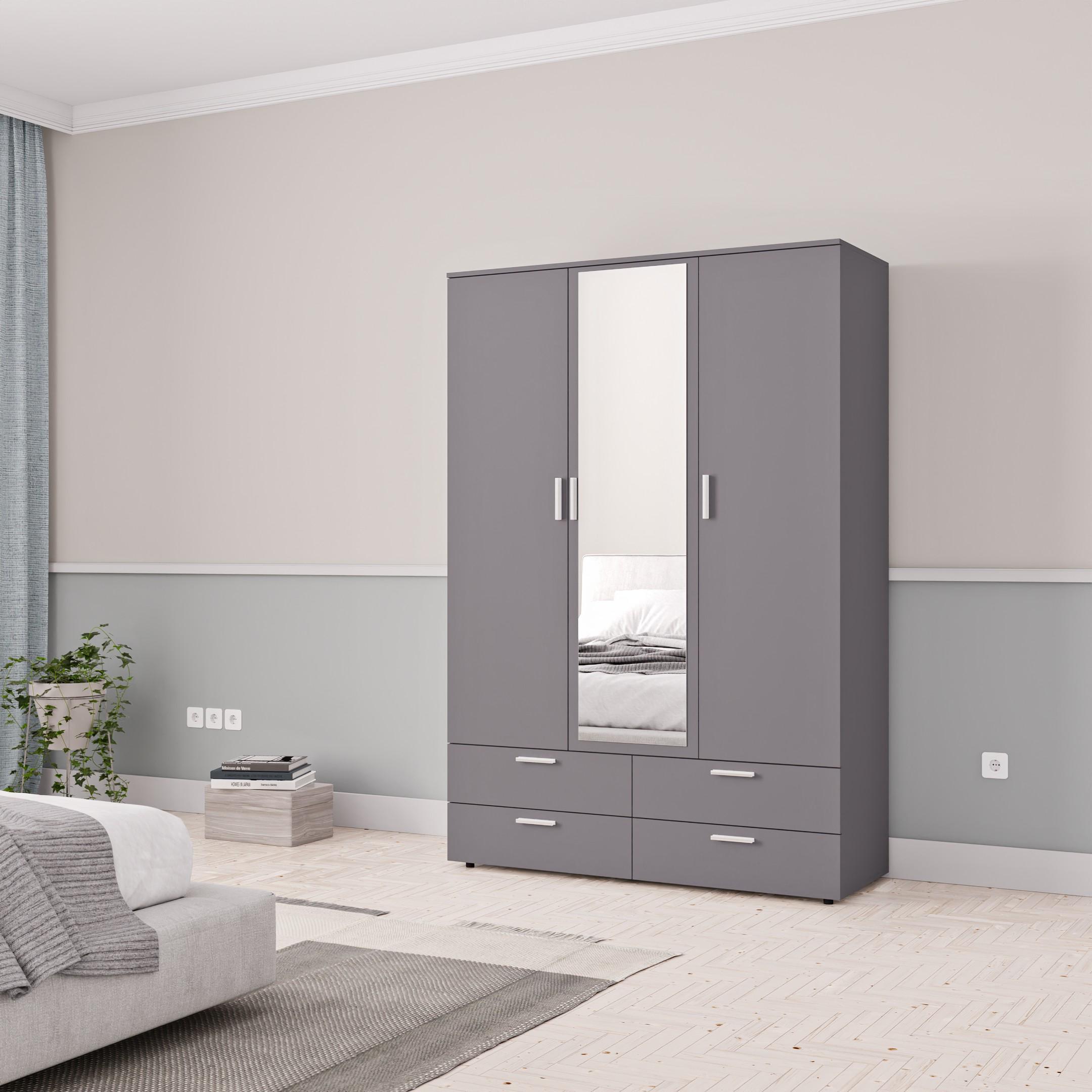 Шафа розпашна з дзеркалом Spazio Threedoor 3Д+4Ш 1378х500х1986 мм Антрацит